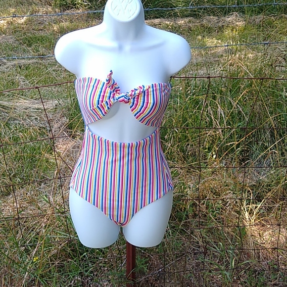 Onia Marie one piece micro striped swim suit - Picture 2 of 12